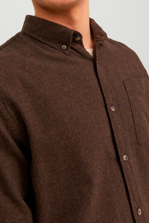 Jack & Jones Classic Melange Hemd L/S Seal Brown