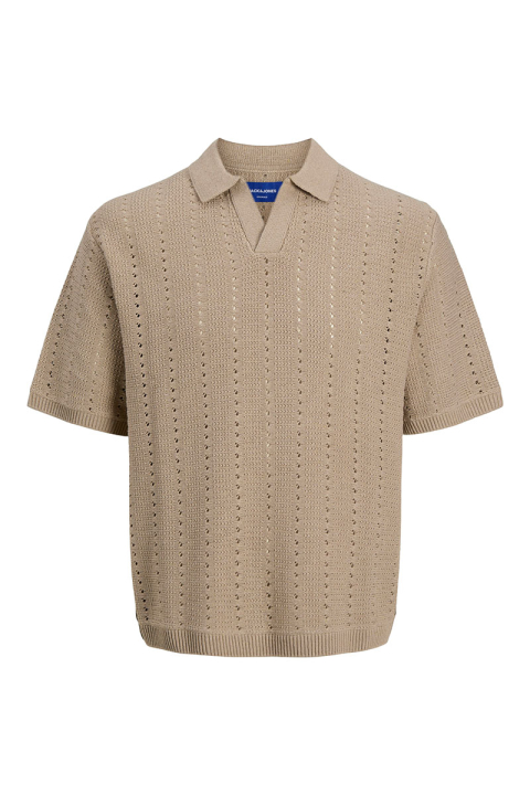 Jack & Jones Aros Knit Easter SS Crochet Polo Safari