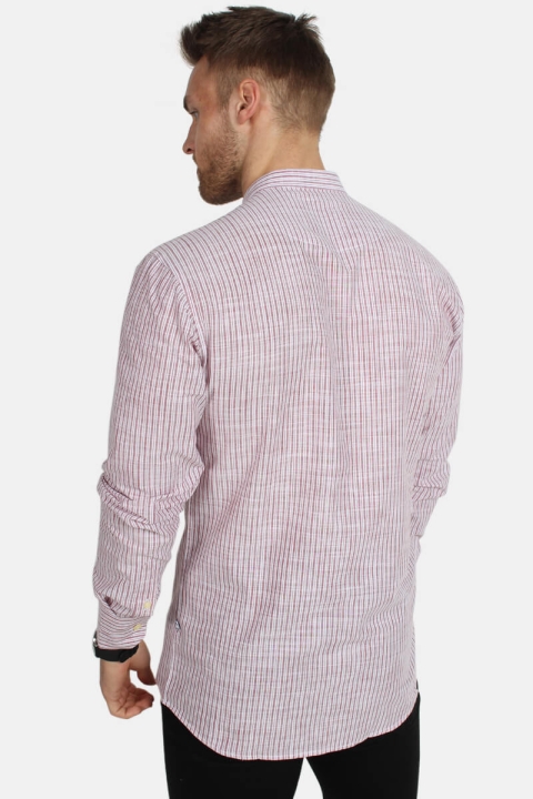 Kronstadt Dean Henley Stripe Hemd Red