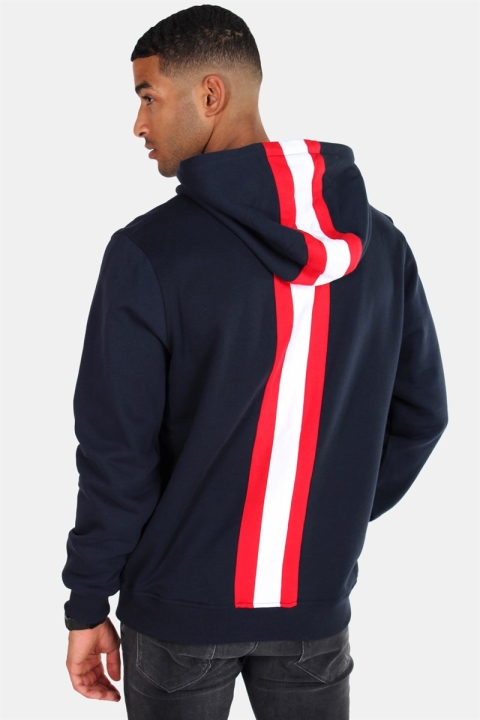 Uhrban Classics Back Stripe Hoodie Navy/Fire Red/White