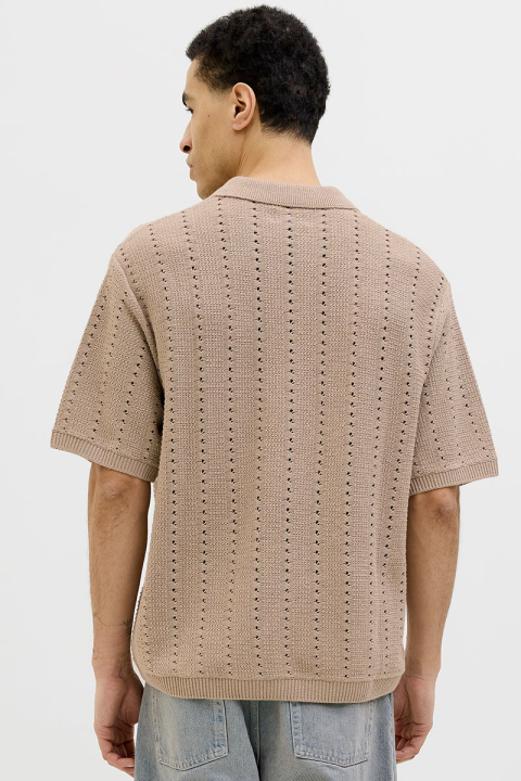 Jack & Jones Aros Knit Easter SS Crochet Polo Safari