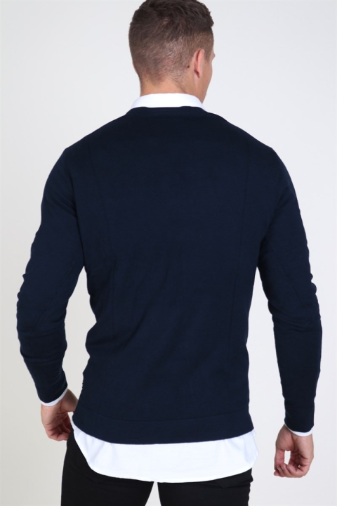 Tailored & Originals Mont O-neck Stricken Insignia Blue