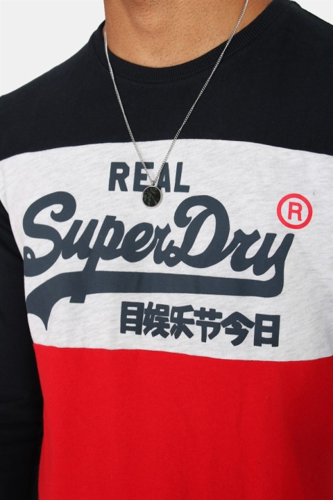 Superdry Vintage Logo Panel L/S T-Hemd Navy/Red/Grey