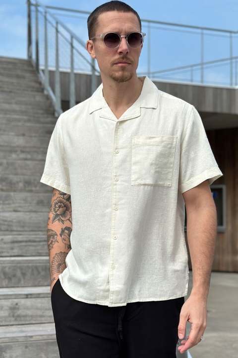 Solid Allan Cuba Linen Hemd Off White