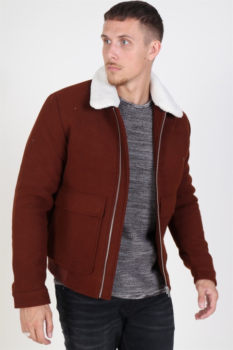 Jack & Jones Magnus Uld Bomber Jacke Cappuccino