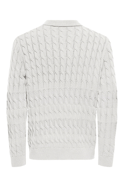 ONLY & SONS Kicker Cabel Polo Knit Antique White