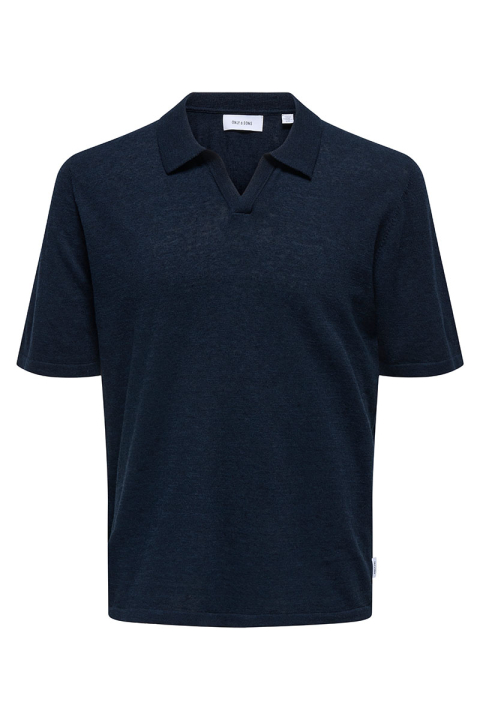 ONLY & SONS George Linen SS Polo Dark Sapphire