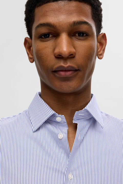 Selected Performance Stretch LS Hemd True Navy Stripe