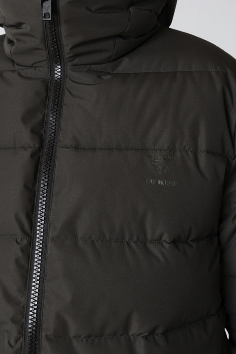 Fat Moose Liam Puffer Long Jacket Beetle Green