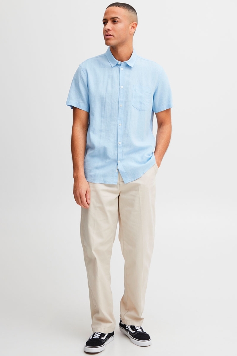 Solid Allan SS Linen Hemd Chambray Blue