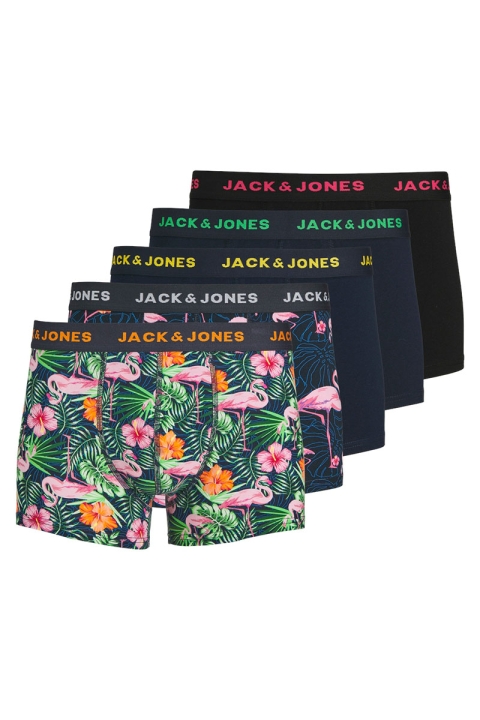 Jack & Jones Flamingo Trunks 5 Pack Navy Blazer