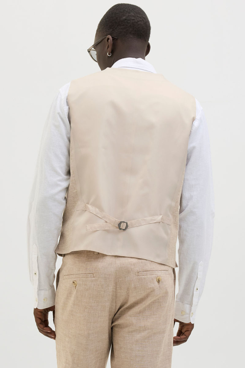 Jack & Jones Riviera Linen Wastcoat Beige