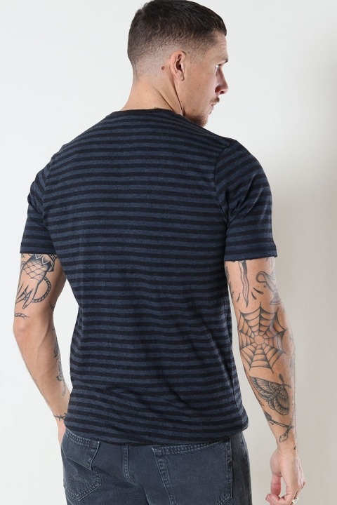 Basic Brand T-Hemd Striped Heather Blue/Black