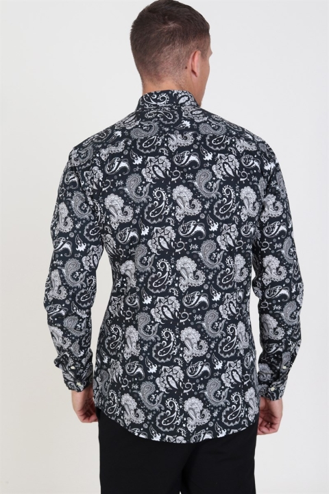 Only & Sons Frederik L/S Paisley Stretch Hemd Black