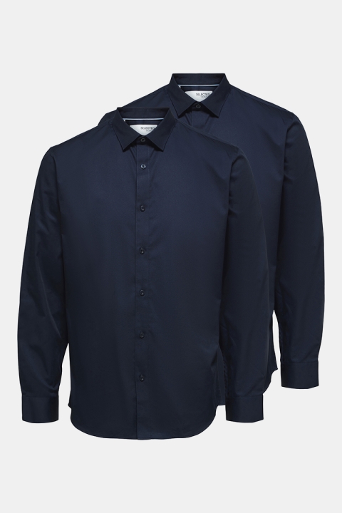 Selected SLIM MULTI Hemd 2 PACK Navy Blazer with Navy combo.