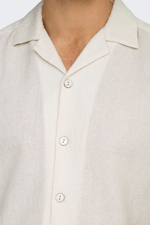ONLY & SONS Bertil Waffle SS Resort Hemd Cloud Dancer