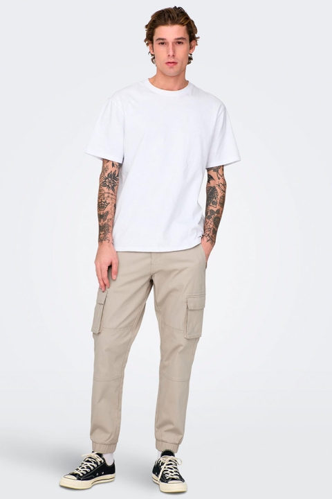 Only & Sons Cam Stage Cargo Cuff Pants Silver Lining