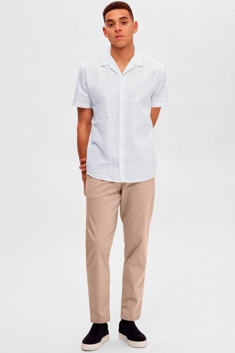 Selected SLHREGNEW-LINEN Hemd SS RESORT W White AOP