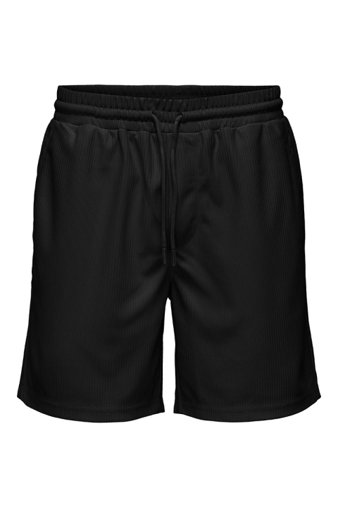 ONLY & SONS Tel Regular Plizze Shorts Black