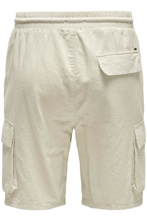 ONLY & SONS Sinus Loose Cotton Linen Cargo Shorts Silver Lining