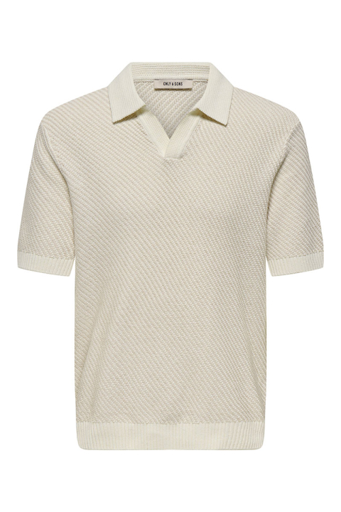 ONLY & SONS Adrian Regular Fit Resort Polo Knit  Silver Lining