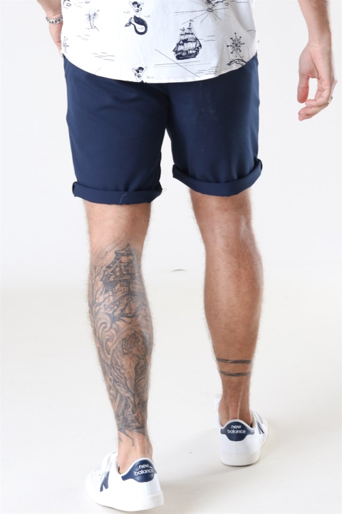 Woodbird Steffen Twill Shorts Midnight Blue