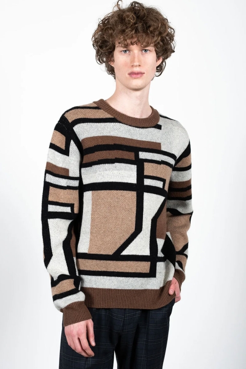 Clean Cut Copenhagen Jones O-Neck Knit Brown Mix
