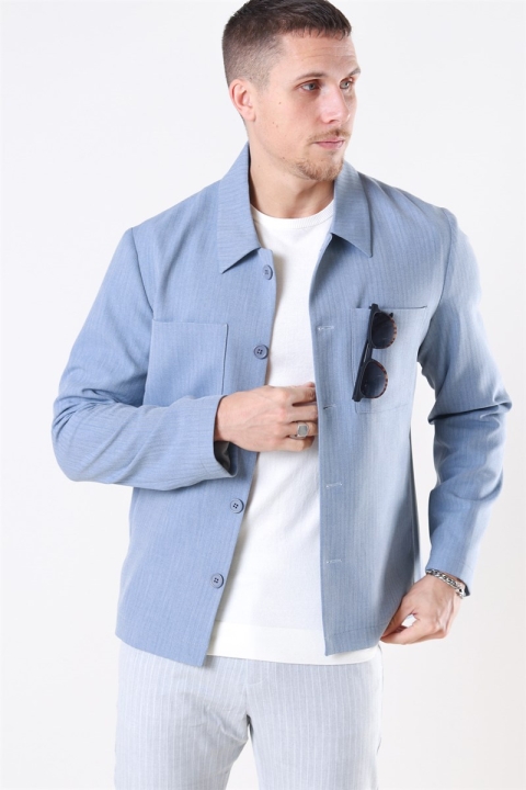 Les Deux Marseille Herringbone Jacke Provincial Blue