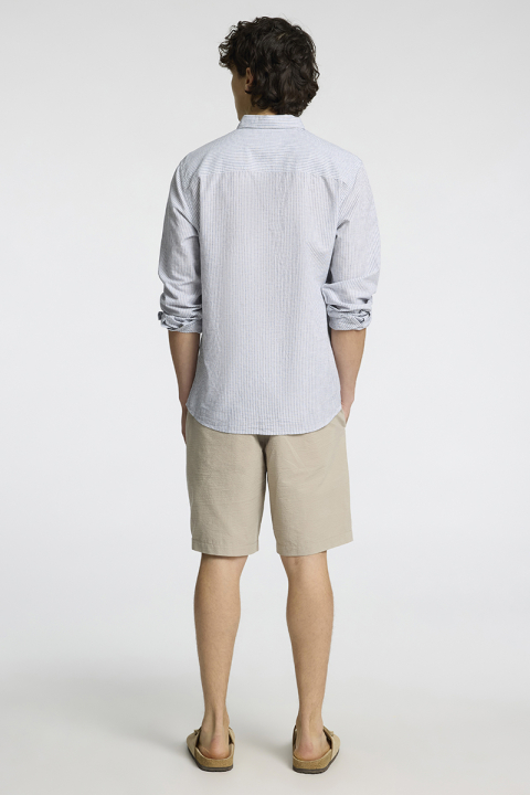 Selected Slim Sun Linen Hemd LS Bright White Thin Stripe