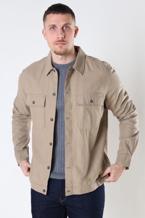 ONLY & SONS ONSKENNET LIFE LS LINEN OVERSHIRT Chinchilla