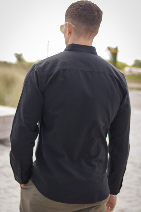 Selected Slim Sun Linen Hemd LS Black