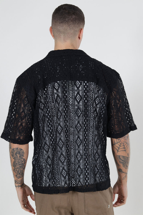 ONLY & SONS Novak Relax Resort SS Lace Hemd Black