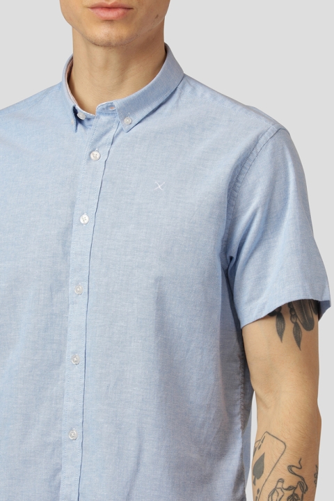 Clean Cut Copenhagen Oxford Stretch SS Hemd Light Blue