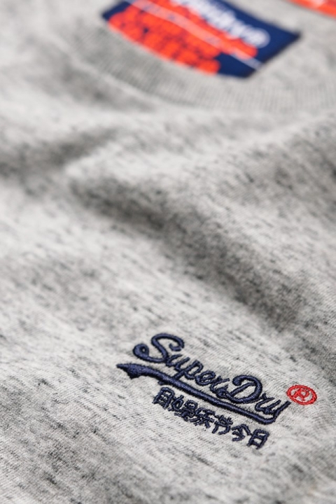 Superdry O L Eng'D Baseball L/S T-Hemd Varsity Silver Grit