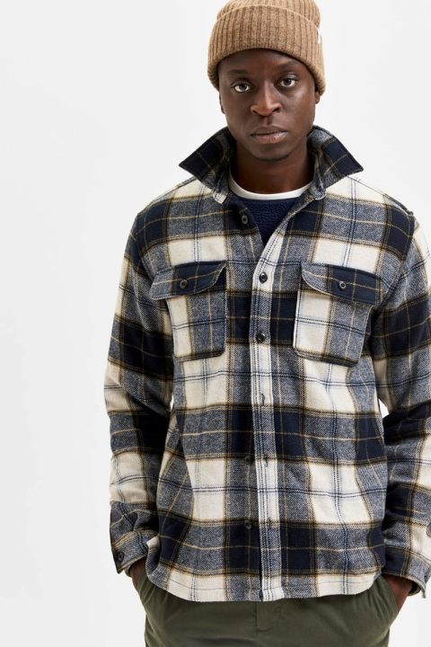 Selected SLHLOOSEKELLEN OVERSHIRT LS MIX W Dark Blue Checks