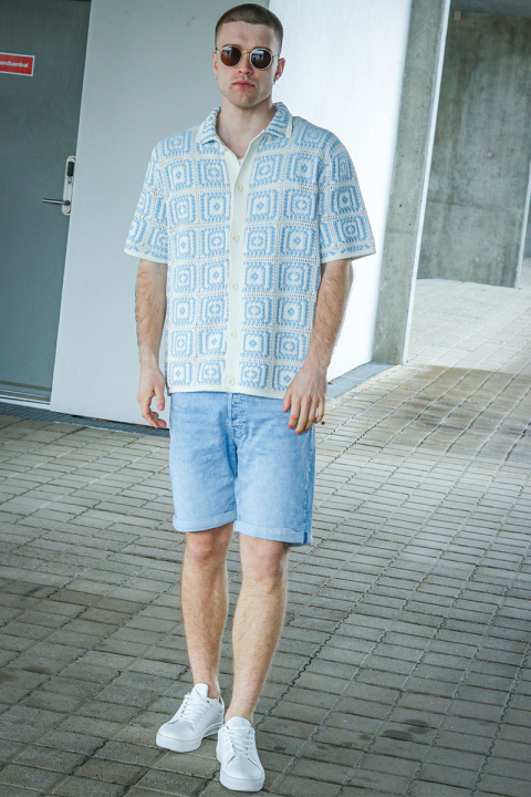 ONLY & SONS Bart Relaxed Fit SS Knit Hemd Egret