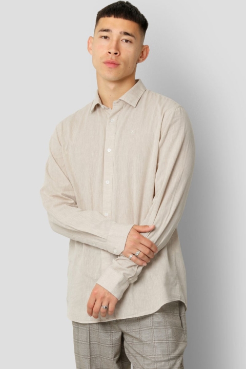 Clean Cut Copenhagen Jamie Cotton Linen Hemd LS Sand Melange