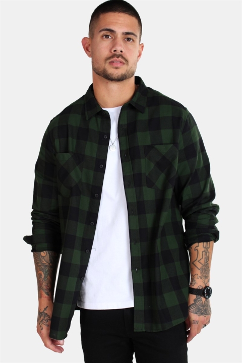 URBAN CLASSICS Checked Flanell Hemd Black/Forest