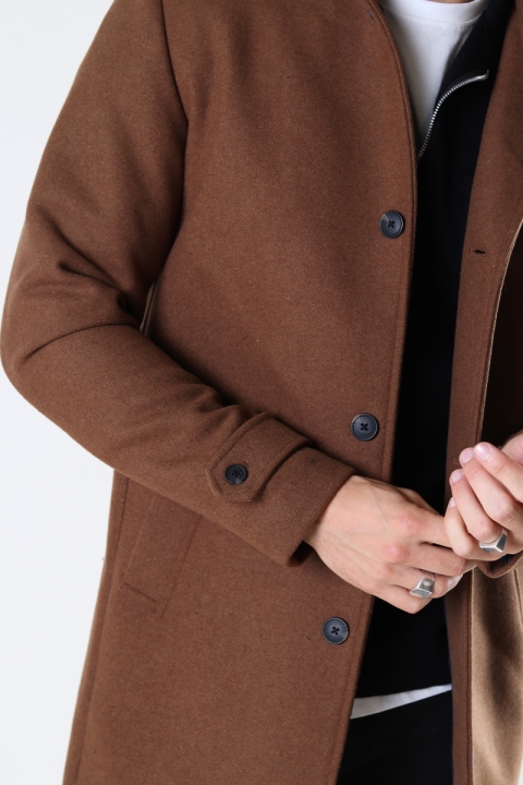 Jack & Jones MELTON WOOL COAT Dark Coat Khaki