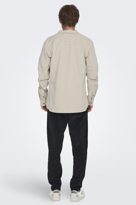 ONLY & SONS Michael Regular Fit Stretch Cord Hemd LS Silver Lining