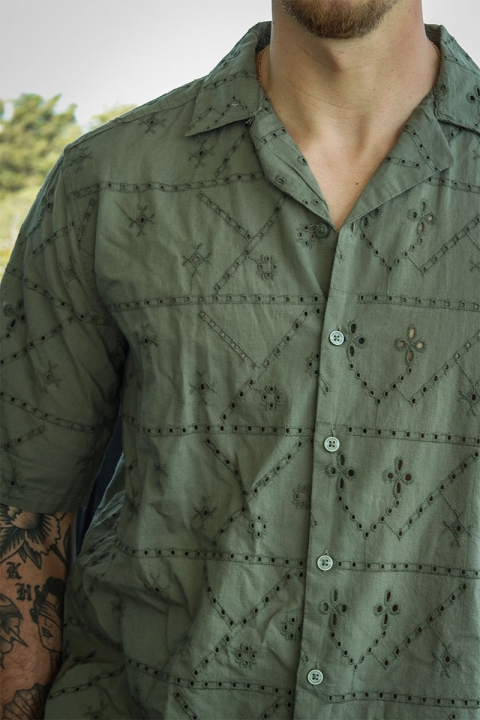 ONLY & SONS Aron Relax SS Chiffly Resort Hemd Dusty Olive