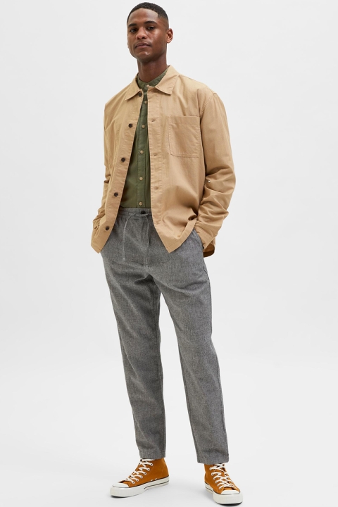 Selected SLHSLIMTAPERED-NEWTON LINEN PANTS W Black