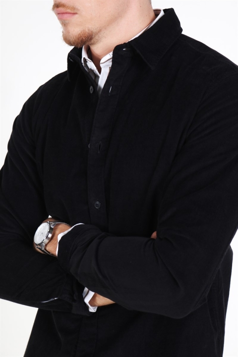 Selected Craig Cord Hemd Black