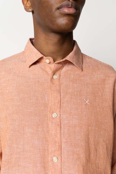 Clean Cut Copenhagen Jamie Cotton Linen Hemd LS Orange Melange