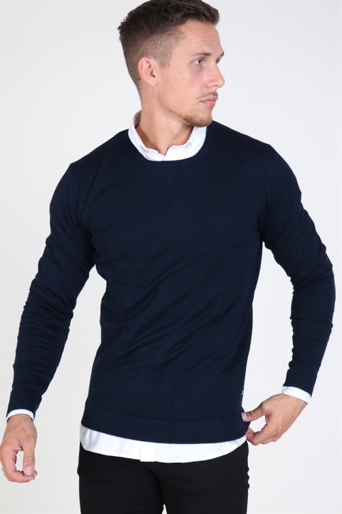 Tailored & Originals Mont O-neck Stricken Insignia Blue