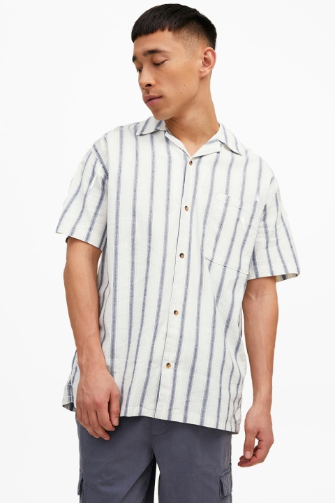 Jack & Jones JORDAVE RESORT LINEN STRIPE Hemd SS Cloud Dancer