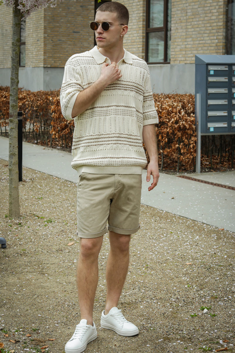 ONLY & SONS Karlos Relaxed Fit SS Resort Knit Polo Vanilla Ice
