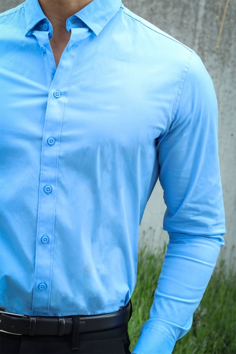 Solid Tyler Muscle Fit Hemd Sky Blue