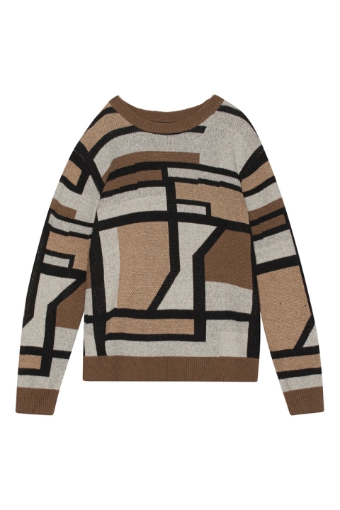 Clean Cut Copenhagen Jones O-Neck Knit Brown Mix