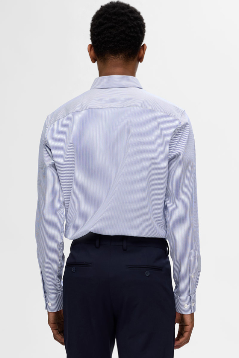 Selected Performance Stretch LS Hemd True Navy Stripe
